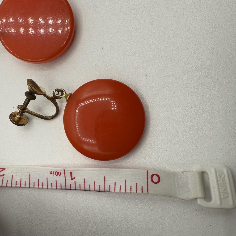 Vintage Bakelite Clip On Earrings Large Retro Statement Jewelry 1950s Bold - Picture 4 of 4
